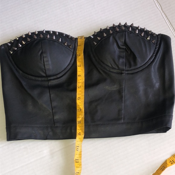 SayWhat Spike Leather Crop Top - Picture 12 of 14